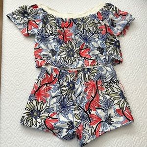 Embroidered off shoulder jumpsuit